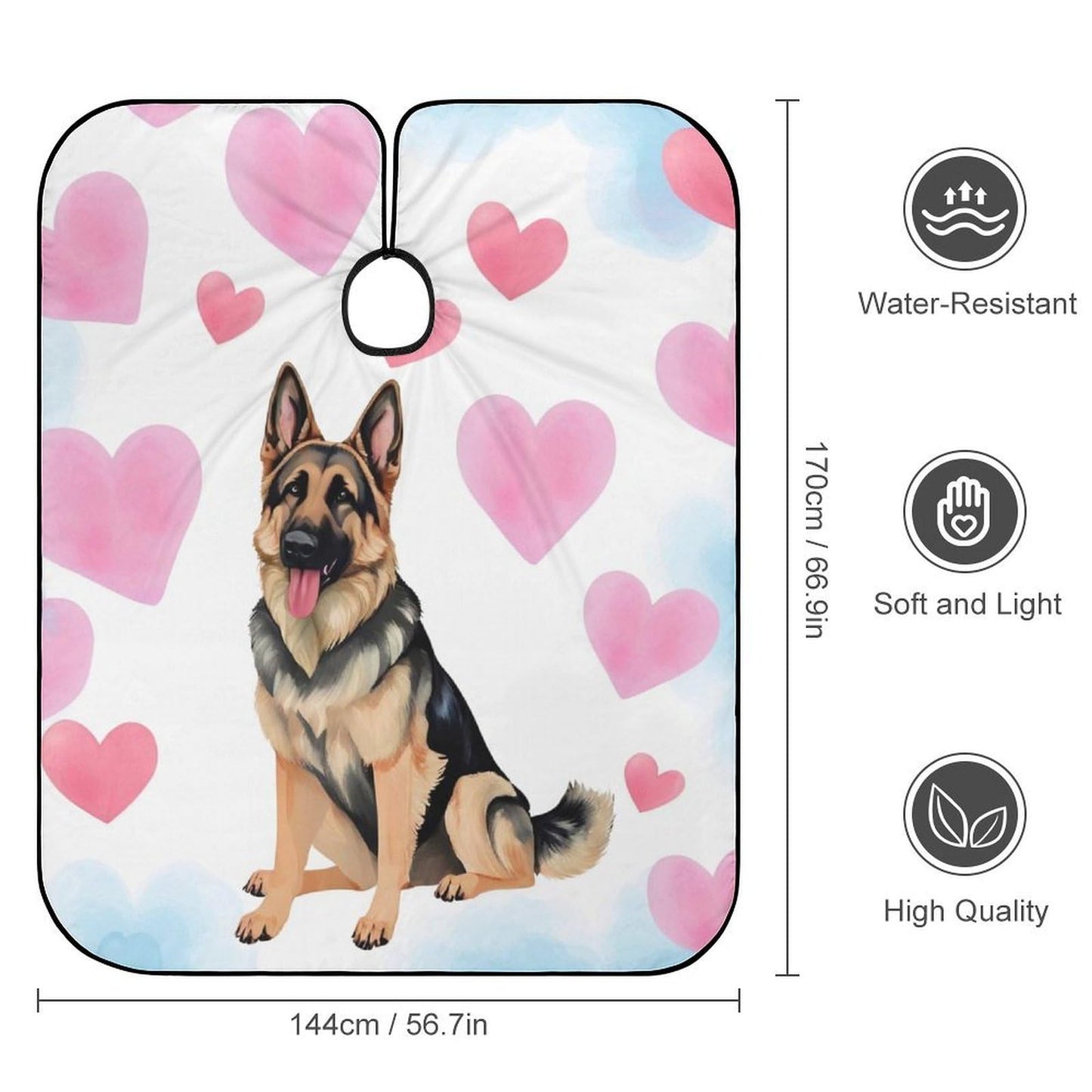 Extra Large Professional Hair Cutting Cape Full Coverage Barber Cape for Salon Home Use Funny German Shepherd Love