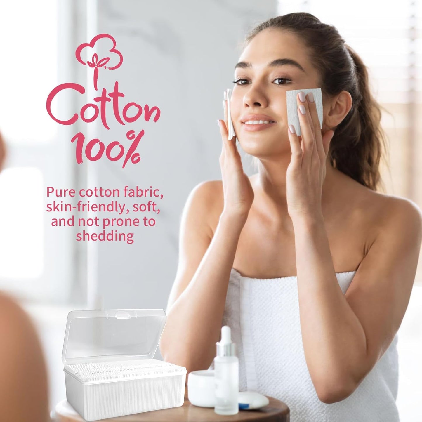 ICOTLE Square Cotton Pads - 475 Pcs Makeup Remover Pads for Face | 75 Thick & 400 Ultra-Thin for Daily Skin Care