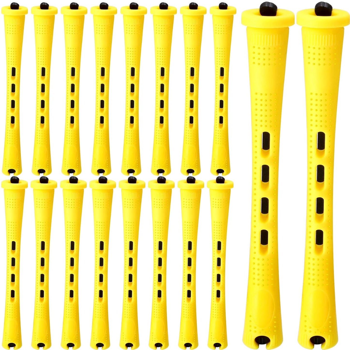 WILLBOND 56 Pcs Hair Perm Rods - Plastic Cold Wave Curling Rollers for DIY Hairdressing | 6 Sizes, Yellow