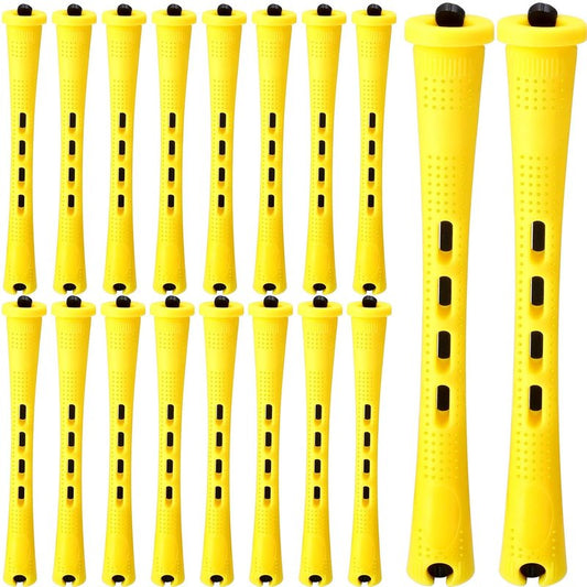 WILLBOND 56 Pcs Hair Perm Rods - Plastic Cold Wave Curling Rollers for DIY Hairdressing | 6 Sizes, Yellow