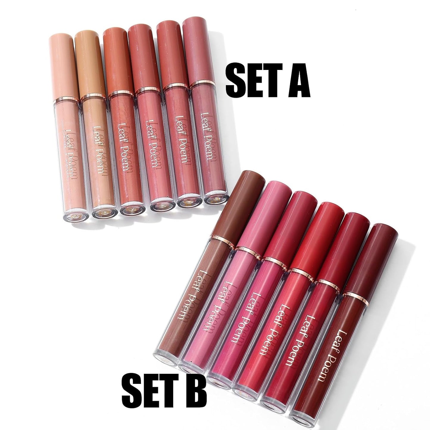 Lip Gloss Set - Non-Sticky Moisturizing Lipgloss with Soft Brush | 6-Piece Makeup Collection for Women