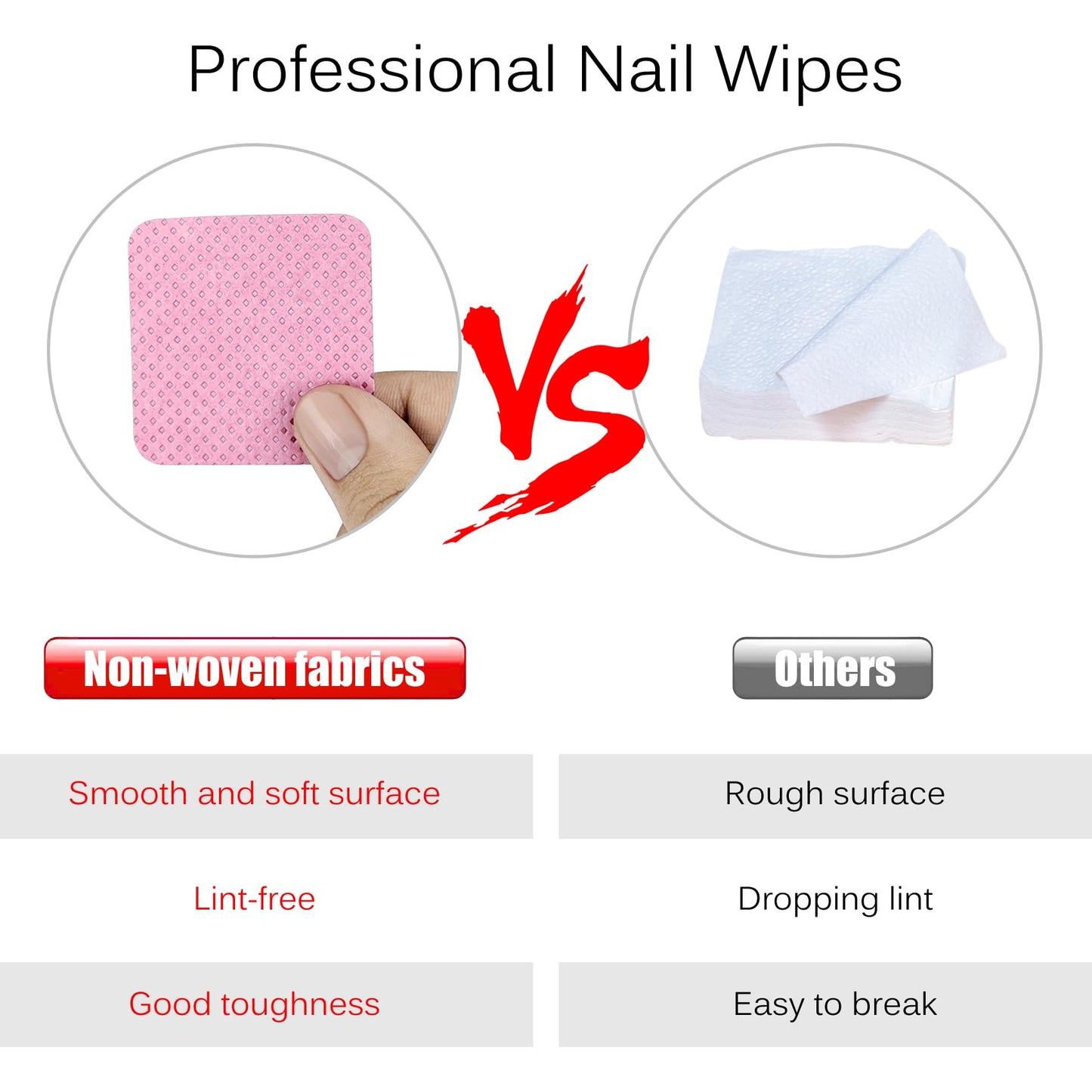 150 Pcs Lint Free Nail Wipes, Non-Woven Nail Polish Remover Pads Nail Polish Wipes for Nail Polish Removal Eyelash Extensions DIY Nail Art Supplies (Pink)