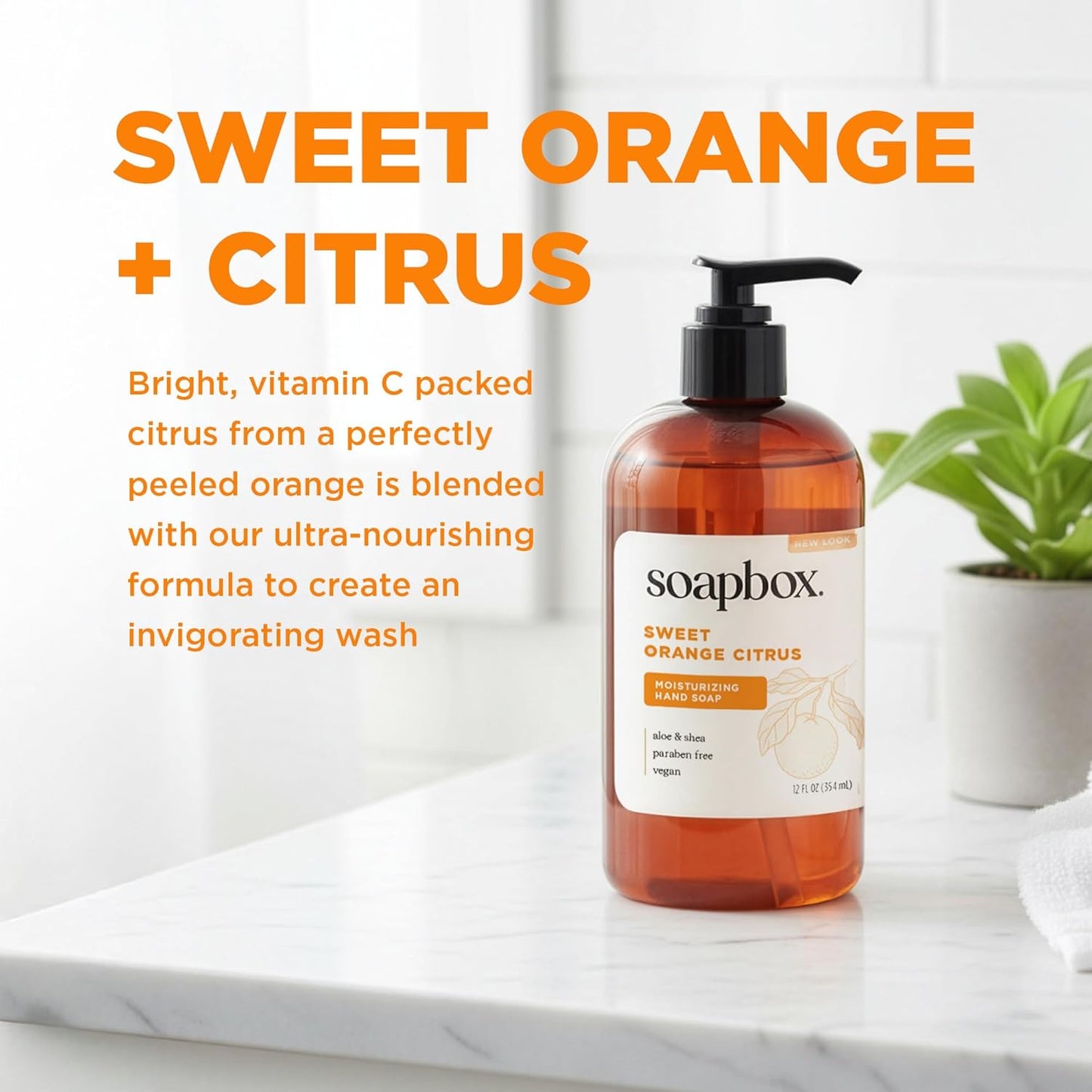 Sweet Orange Citrus Liquid Hand Soap - Moisturizing Gentle Cleanser | Clean Ingredients, 3 Pack