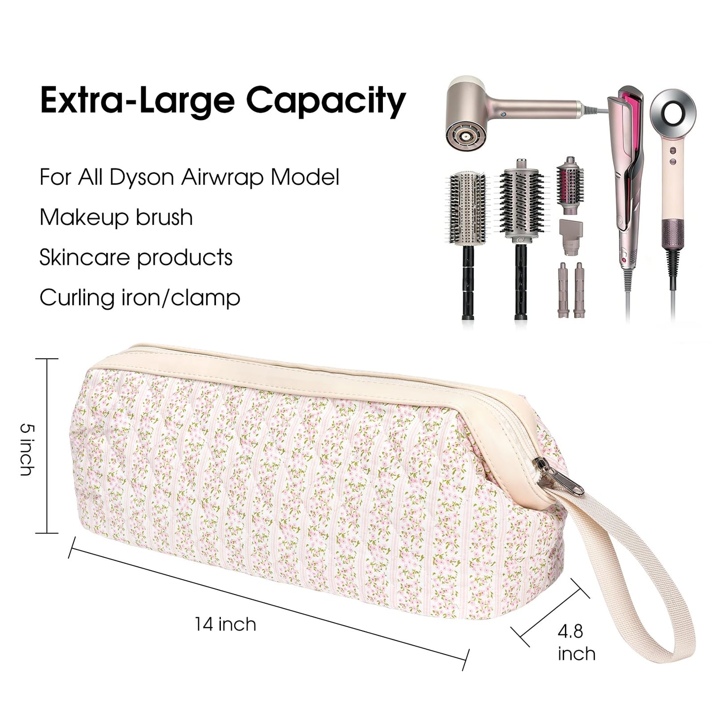 idoltimes Hair Tools Travel Bag, Quilted Hair Tool Bag for Women, Portable Hair Dryer Organizer Case Compatible with Dyson Airwrap Styler
