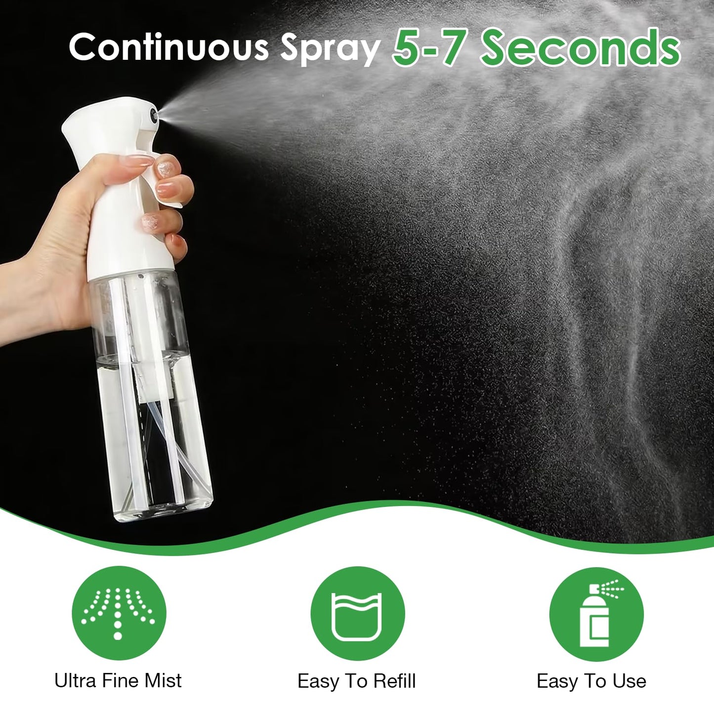 THINTON Mist Spray Bottle for Hair (10oz/300ml) - 2 Pcs