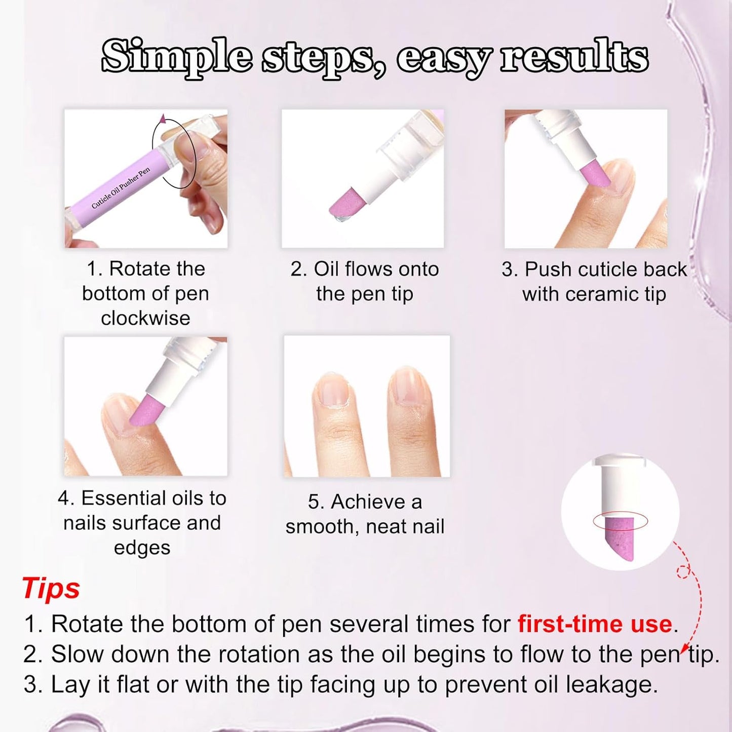 Ceramic Cuticle Pusher Oil Pen - Nourishing Cuticle Remover for Dry & Damaged Nails | 2ml