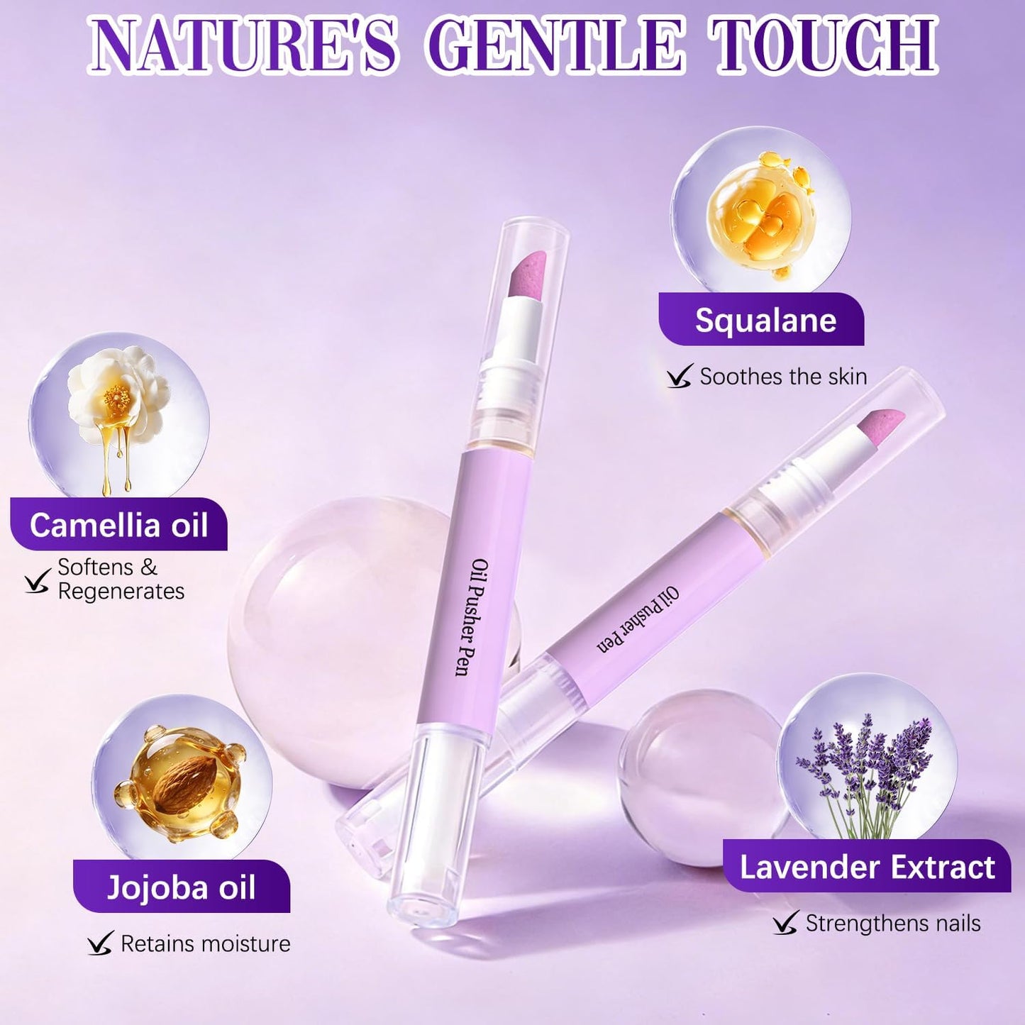 Cuticle Oil Pusher Pen - 2-in-1 Nail Care Tool with Ceramic Pusher & Moisturizing Oil | Portable Hangnail Care for Dry Cuticles