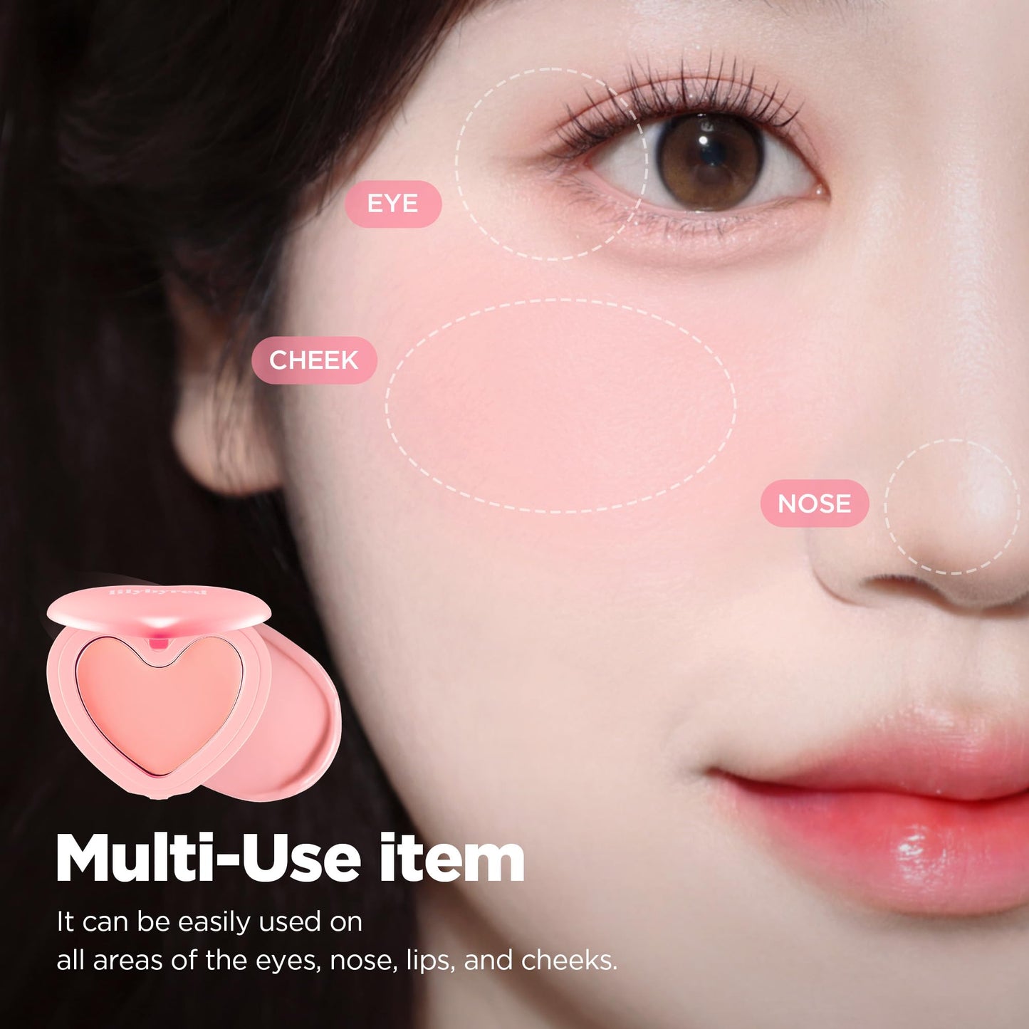 lilybyred Luv Beam Cheek Balm | Heart-Shaped Korean Cream Blush, Semi-Matte Finish, Long-Lasting, Blendable & Buildable, Soft Creamy Texture, Lightweight, Natural Flush, 0.12 oz. (14 Rosy Beam)
