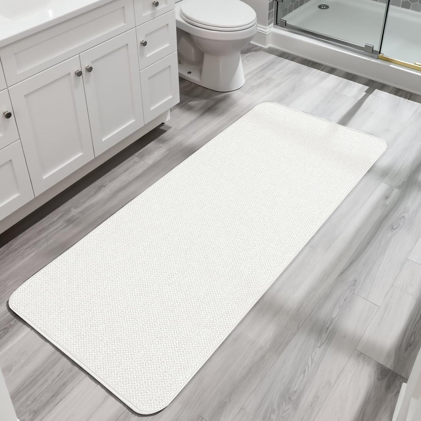 Ultra Thin Bath Mat - Non-Slip Rubber Bathroom Rug, Quick Dry & Absorbent | Grey, 1'5"x2'3" (17x27 Inch)