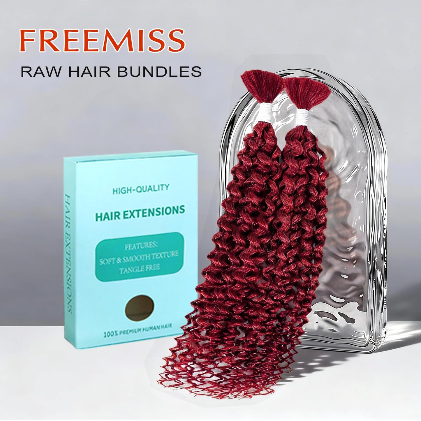 Human Braiding Hair for Boho Braids Human Hair 2 Bundles 100g Water Wave Bulk Human Hair for Braiding Burgundy Color No Weft Hair Extensions for Boho Knotless Braids 22 Inch (99J#)