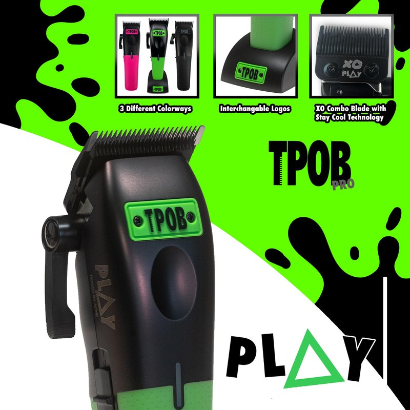 TPOB Play Barber Hair Clippers for Men 7500 RPM with Rubber Grips (Black/Green/Pink)