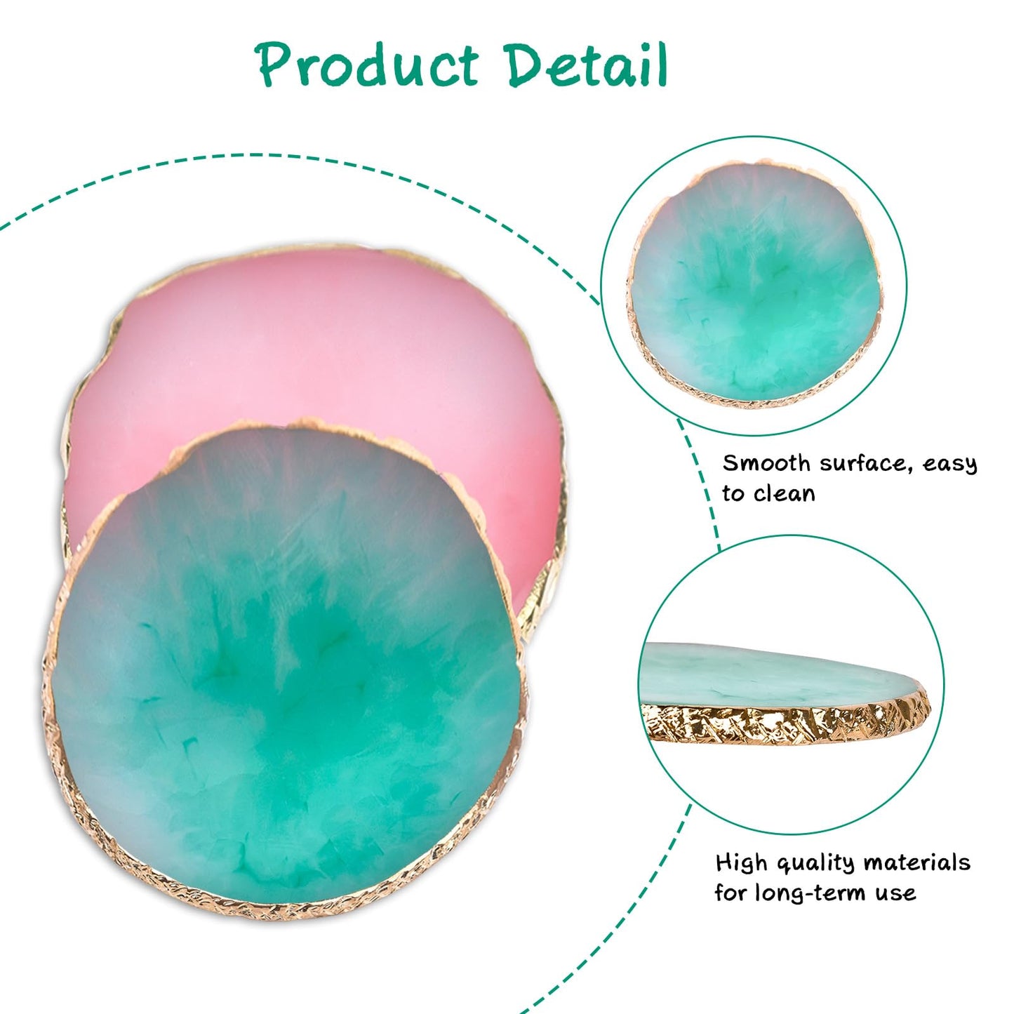 2 Pcs Nail Polish palettes Resin Nail Art Palette Golden Edge Gel Nail Polish Holder Nail Tray,Makeup Display Board Cosmetic Mixing Tools