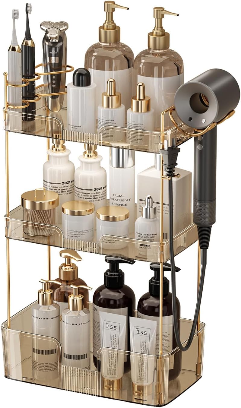 Aveniee Bathroom Counter Organizer - 3 Tier Perfume & Skincare Storage Shelf | Clear Vanity Makeup Tray