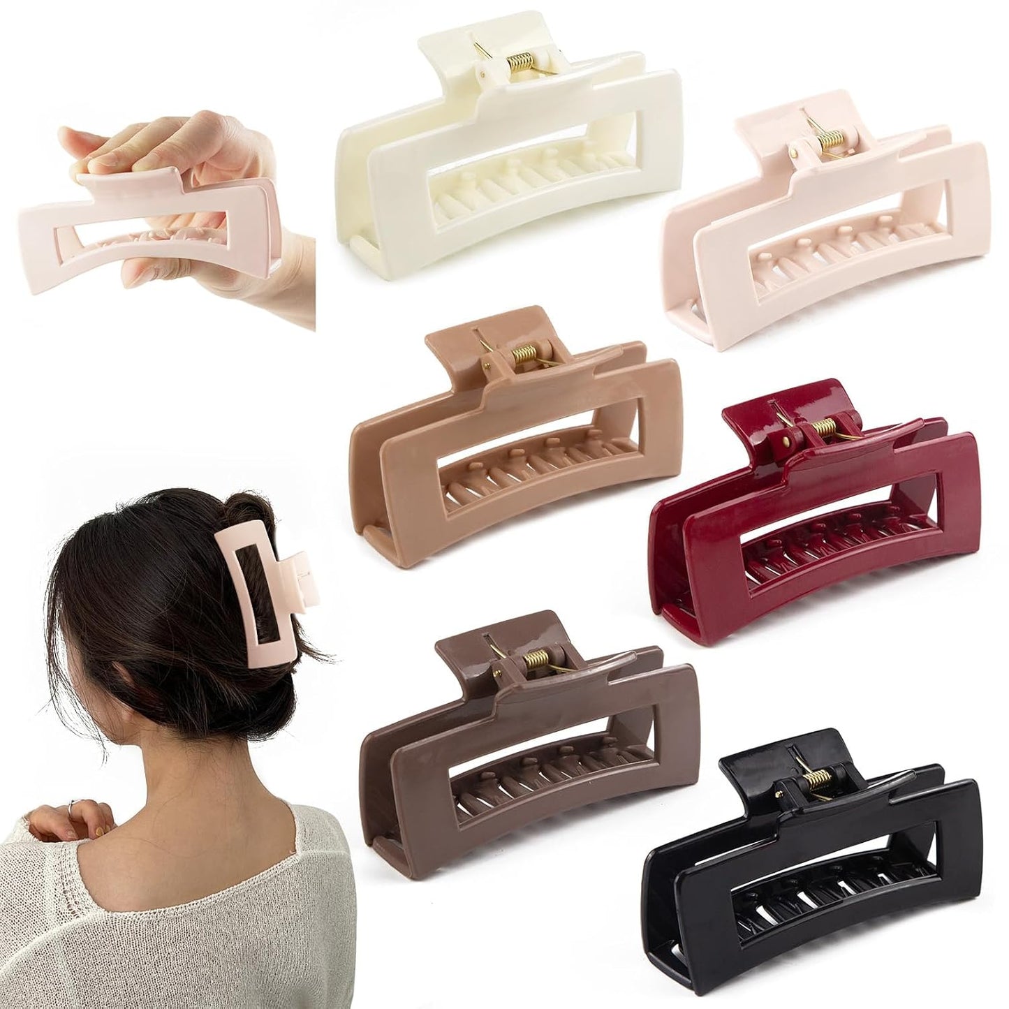 Small Square Silicone Hair Claw Clips - 5-Pack Mini Cloud Non-Slip Clamps for Women & Teens | 2.5 Inch, 5 Colors