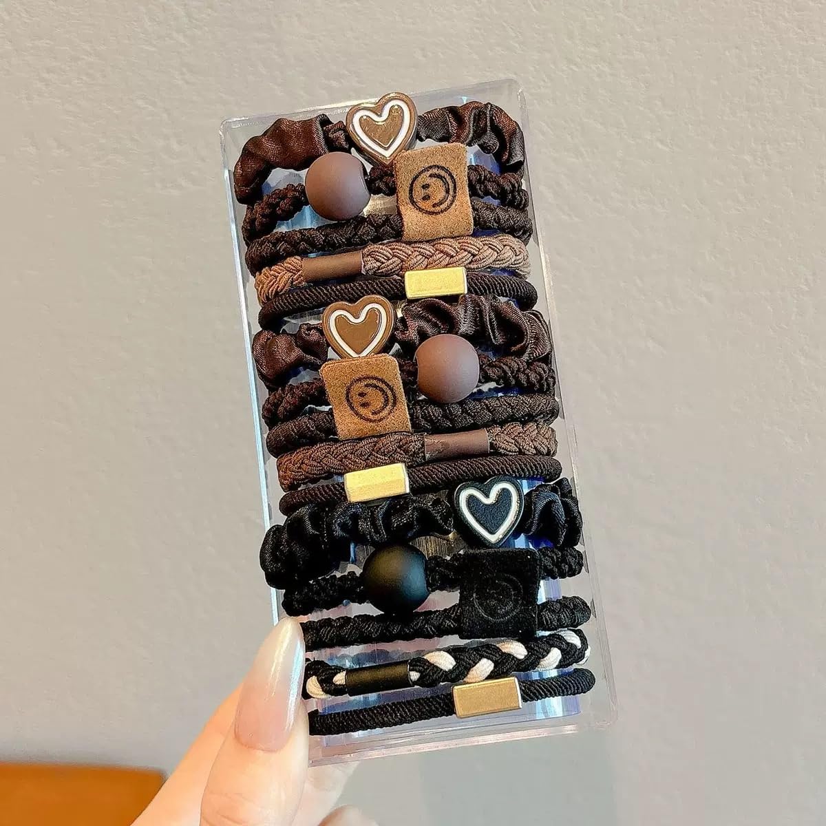 Boho Hair Ties & Bracelets - 15 Pcs Elastic Accessories for Thick or Thin Hair | 5 Stylish Designs in Yellow