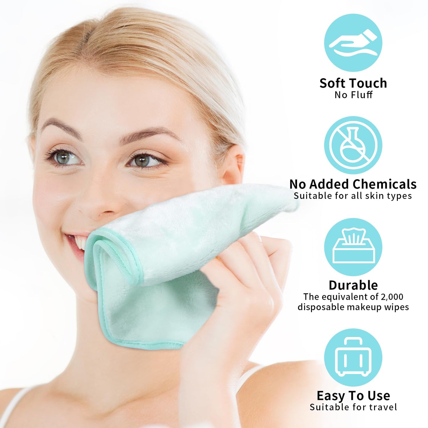 my novel things Makeup Remover Cloth 7-Day Set, 15"x6.5" Reusable Makeup Remover Towels, Makeup Washcloths, Skin Friendly Soft Washable Coral Fleece Microfiber Towel for Face, Eye, Lips Gift for Women