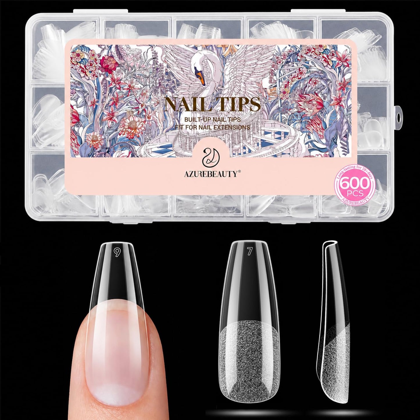 Short Square Nail Tips - 600pcs Pre-Etched Soft Gel Acrylic Fake Nails | Half Matte Full Cover for DIY Manicure