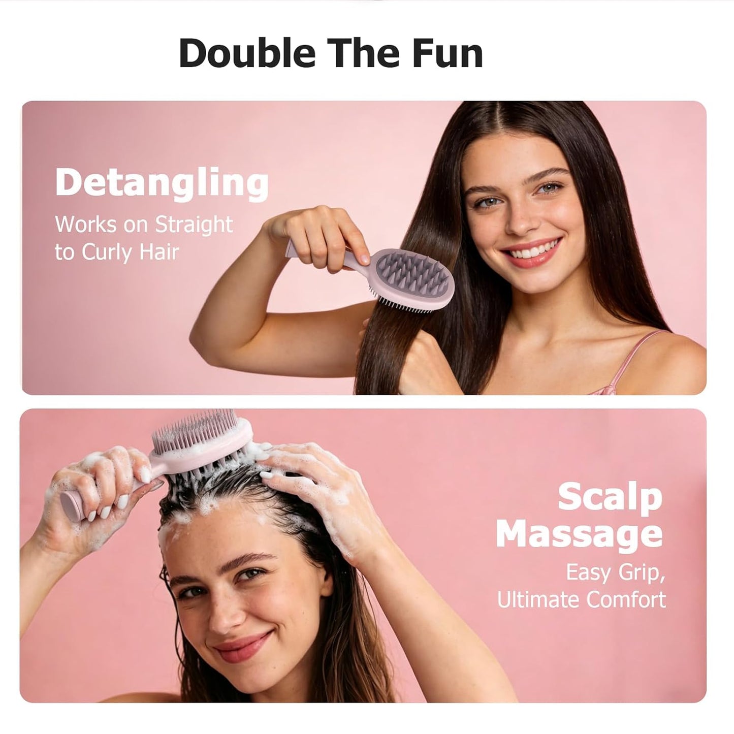 Detangling Hair Brush - 2-in-1 Scalp Scrubber & Massager for Hair Growth | Curly & All Hair Types, Wet & Dry Use