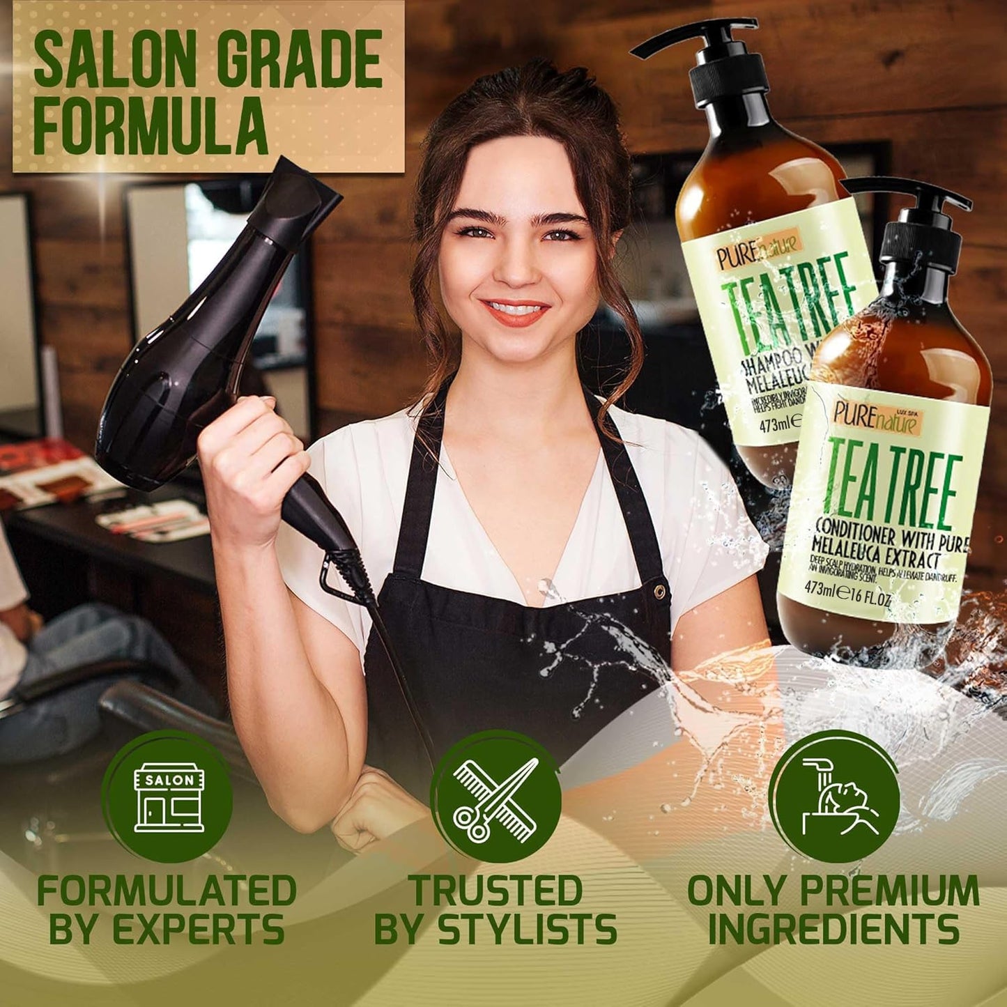 Tea Tree Oil Shampoo & Conditioner Set - Sulfate & Paraben Free | Anti-Dandruff Treatment for Oily Hair & Itchy Scalp
