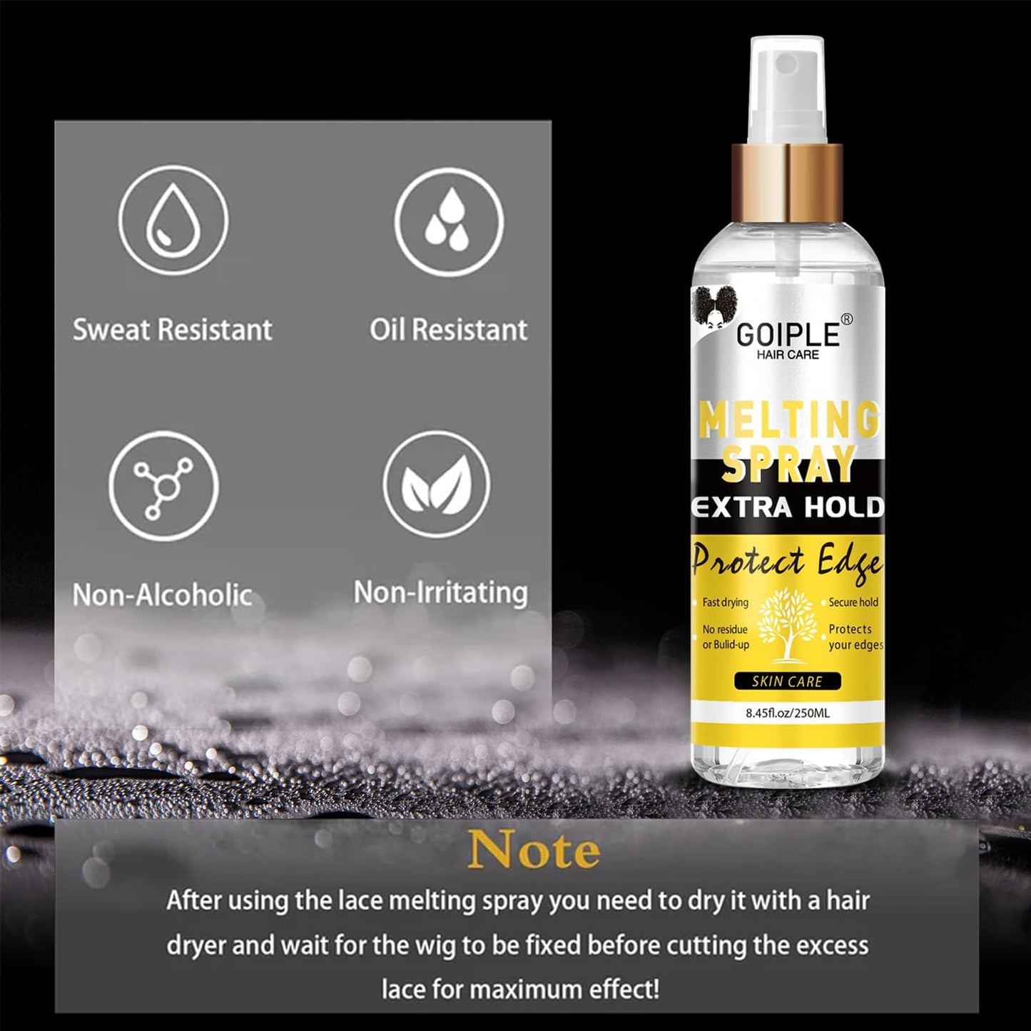 8.45 fl oz Lace Melting and Holding Spray Glue-Less Hair Adhesive for Wigs, Lace Bond Adhesive Spray Wig Spray for Closure Wigs Closure Front Extensions, Strong Natural Finishing Hold with Control