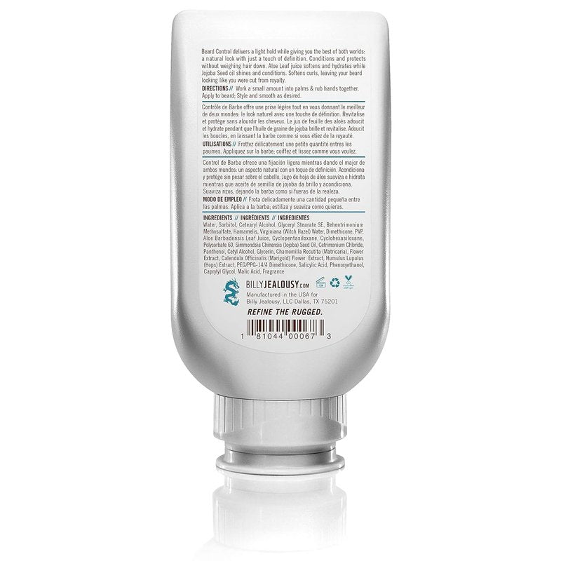 Billy Jealousy Original Beard Control Leave In Beard Conditioner for Men with Aloe Leaf Juice and Jojoba Seed Oil, Softens Hair and Skin, Light Hold with Matte Finish, 8 Fl Oz