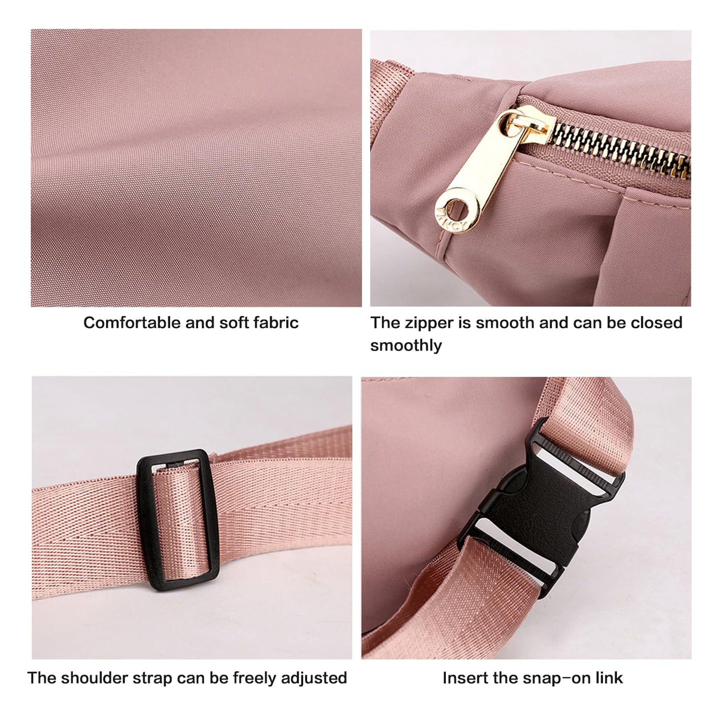 Fanny Pack Waist Pack for Women, Fashion Waist Bag with Adjustable Strap for Travel Sports Running Cycling. Black