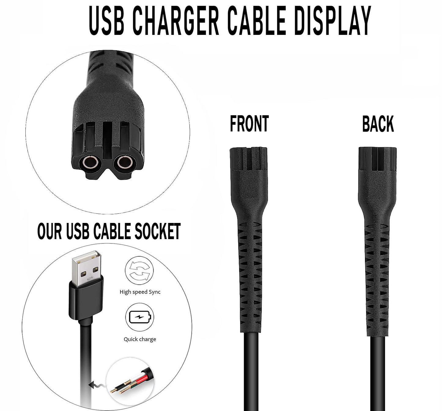 Kaynway 2PCS USB Charger Stand Set for Wahl Magic Clip Senior Sterling-4 Detailer Lithium-Ion Pro Clippers, Replacement Charging Cable for Wahl 8164 Finale & 8173 Vanish Shaver