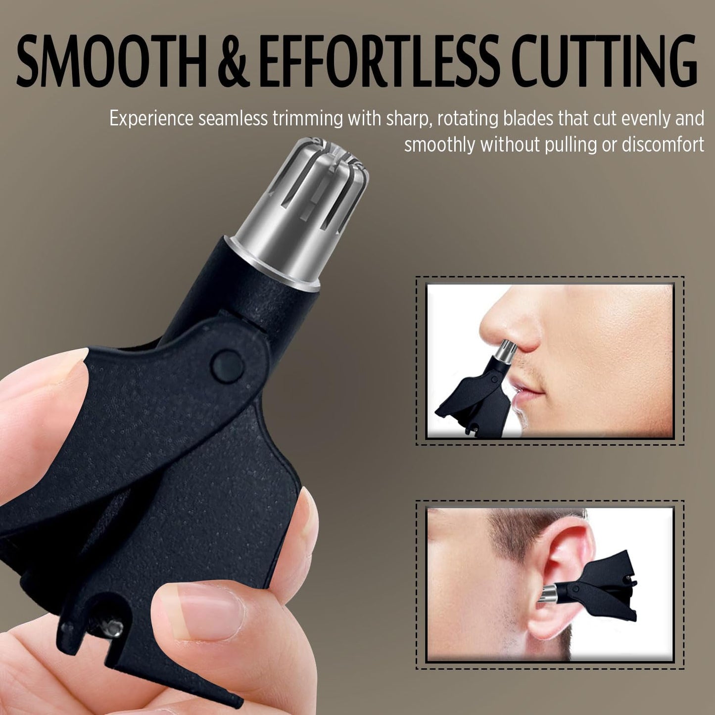 Infinity Choices Stainless Steel Hair Trimmer for Men and Women | Manual Nose and Ear Hair Trimmer | Nose Clippers, 360° Rotating Hair Trimmers | Washable Nose Hair Remover | Gray