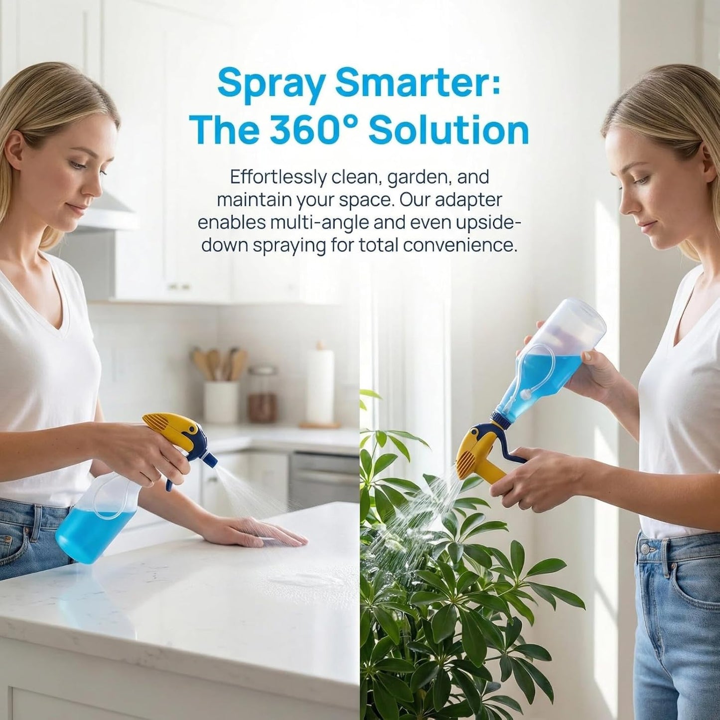 Universal Fit 360° Spray Bottle Adapter - Multi-Angle Sprayer Attachment for Kitchen, Home & Garden | 6 Pack