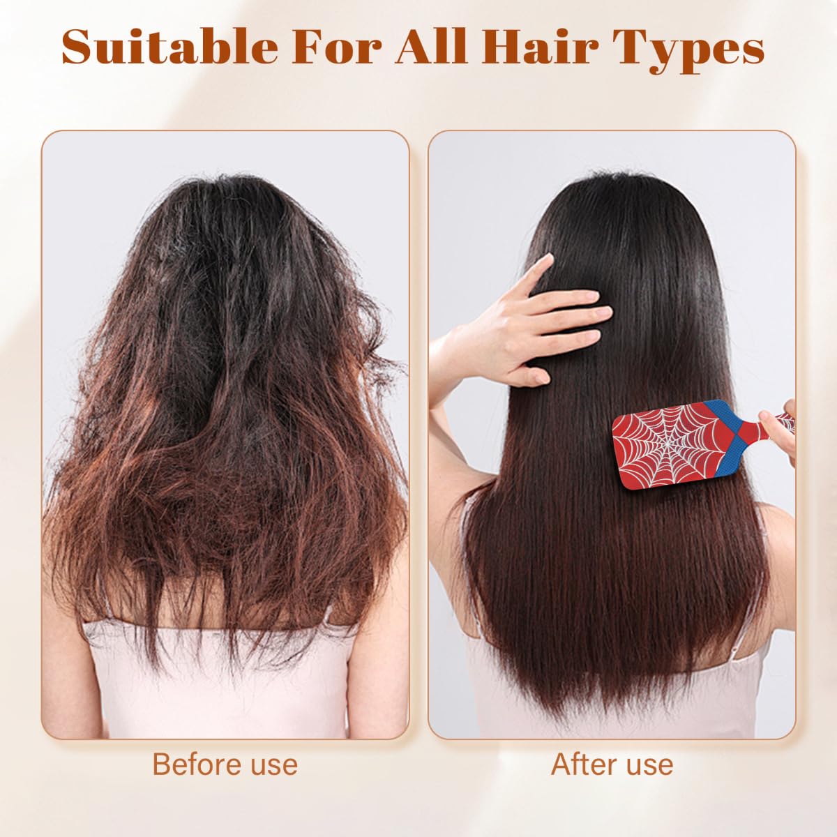 Hair Brush for Boys Toddler - Red Spider Web Kids Detangler Hairbrush for Wet Dry Thin Long Curly Hair Pain-Free Air Cushion Comb Glide Through Tangles with Ease and Massage Scalp
