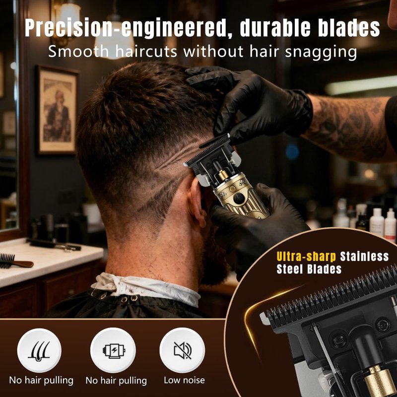 Bomxin Hair Clippers for Men Professional, T-Blade Barber Clippers and Trimmer Set, 4 in 1 Mens Cordless Hair Clipper for Barber Kit, Electric Beard Trimmer with Package Case,Gifts