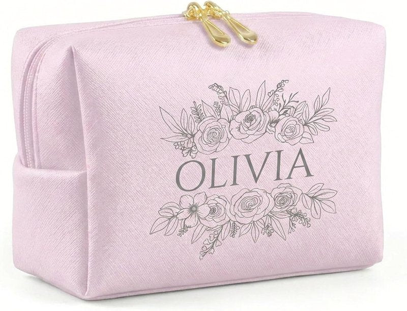 Personalized Makeup Bag - Custom Travel Toiletry Organizer for Teen Girls, Bridesmaids & Women | Double-Sided Engraving
