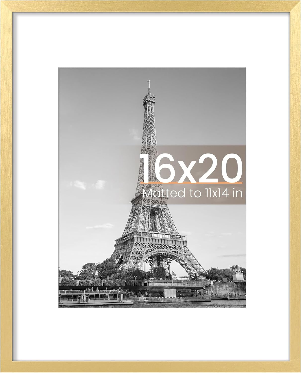 Upsimples 11x14 Picture Frame - Display 8x10 Photos with Mat or 11x14 Without Mat | Black Wall Hanging Frame