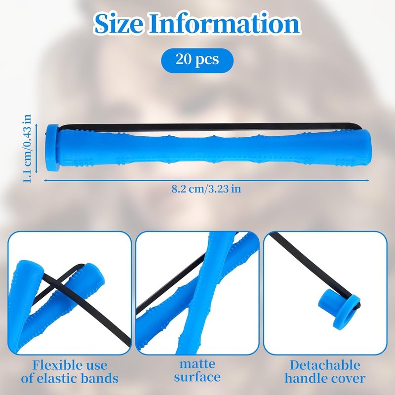 Blue Perm Rods - 20 Pcs Small Cold Wave Rollers for Short & Long Hair | DIY Curling Kit, 0.35 Inch