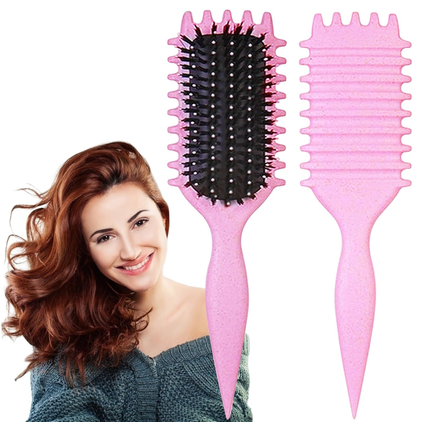 Curly Hair Brush - Curl Defining Tool to Reduce Pulling | Green Color