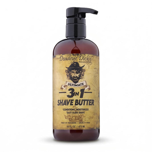 DeadeyeDick's 3-in-1 Shave Butter | Natural Shave Cream for Face, Head & Body | Gentle, Non-Irritating Formula for All Skin Types | 16 FL OZ