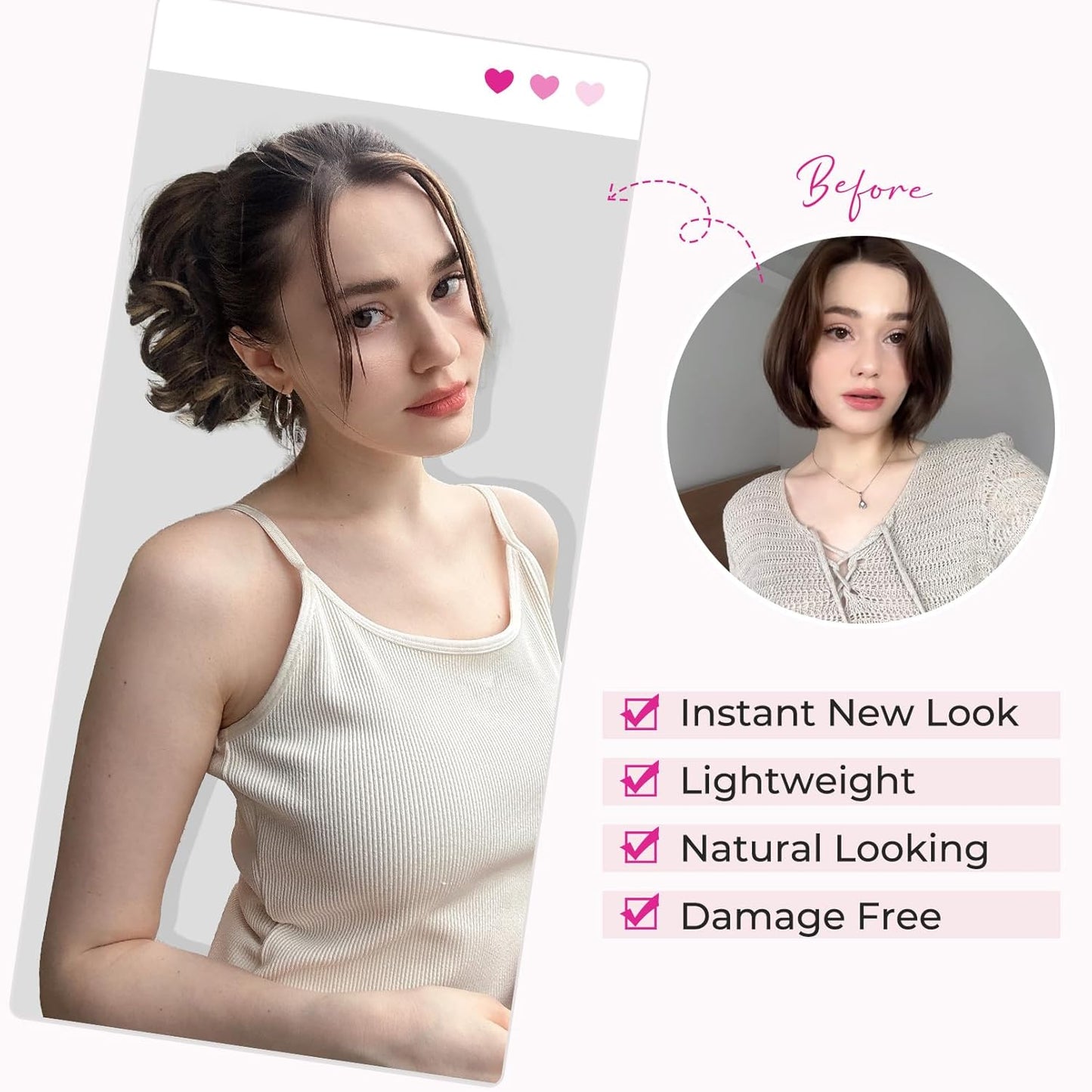Ponytail Extension - 9" Claw Clip Short Curly Wavy Hairpiece | Dark Ash Blonde with Golden Ends