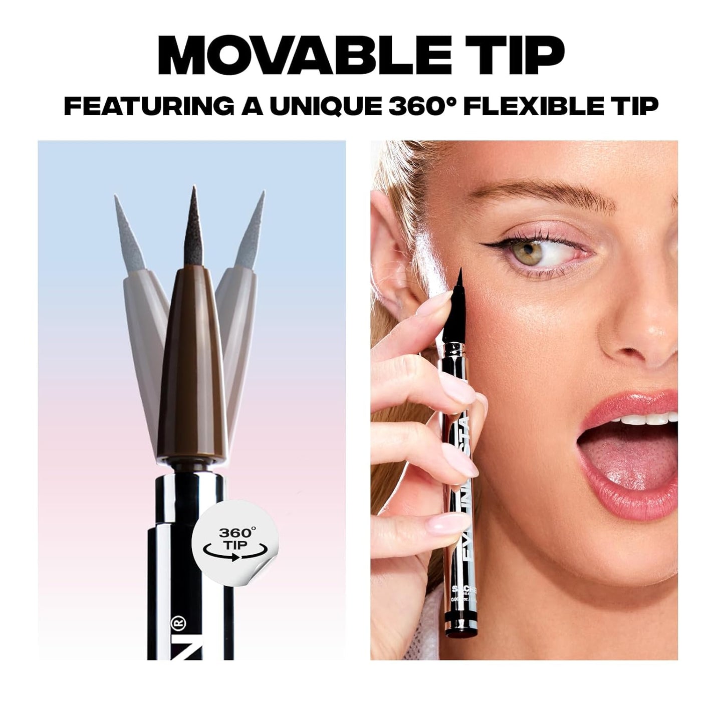 Liquid Eyeliner Pen - STAY-N Long Wear Waterproof with Ultra-Precise 360° Tip | Smudge-Proof Vegan Eye Makeup