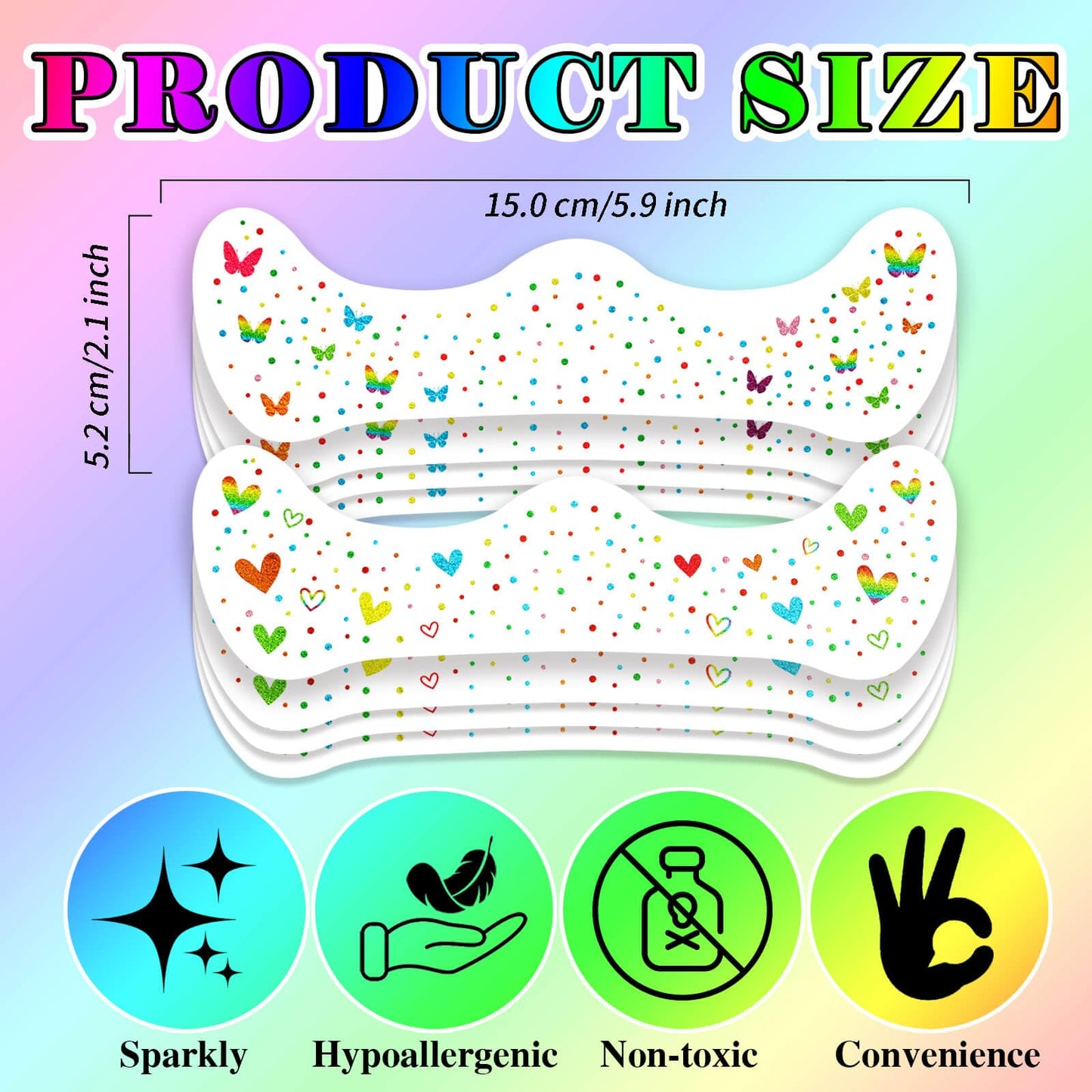 Rainbow Face Glitter Freckles,Rainbow Makeup Pride Accessories,Waterproof LGBT Costumes Decorations,Butterfly &Heart Pride Sparkle Freckle Temporary Tattoos,8 PCS