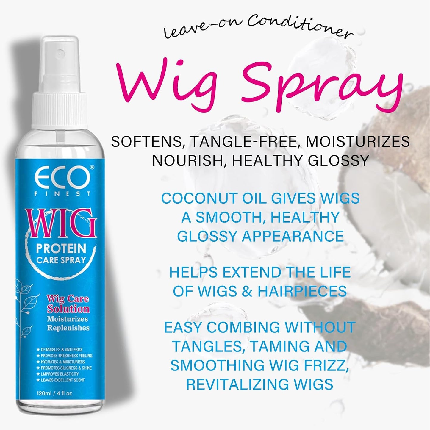 Wig Care Spray - Hydrating Anti-Frizz Formula for Synthetic & Natural Hair Wigs | Extends Wig Life