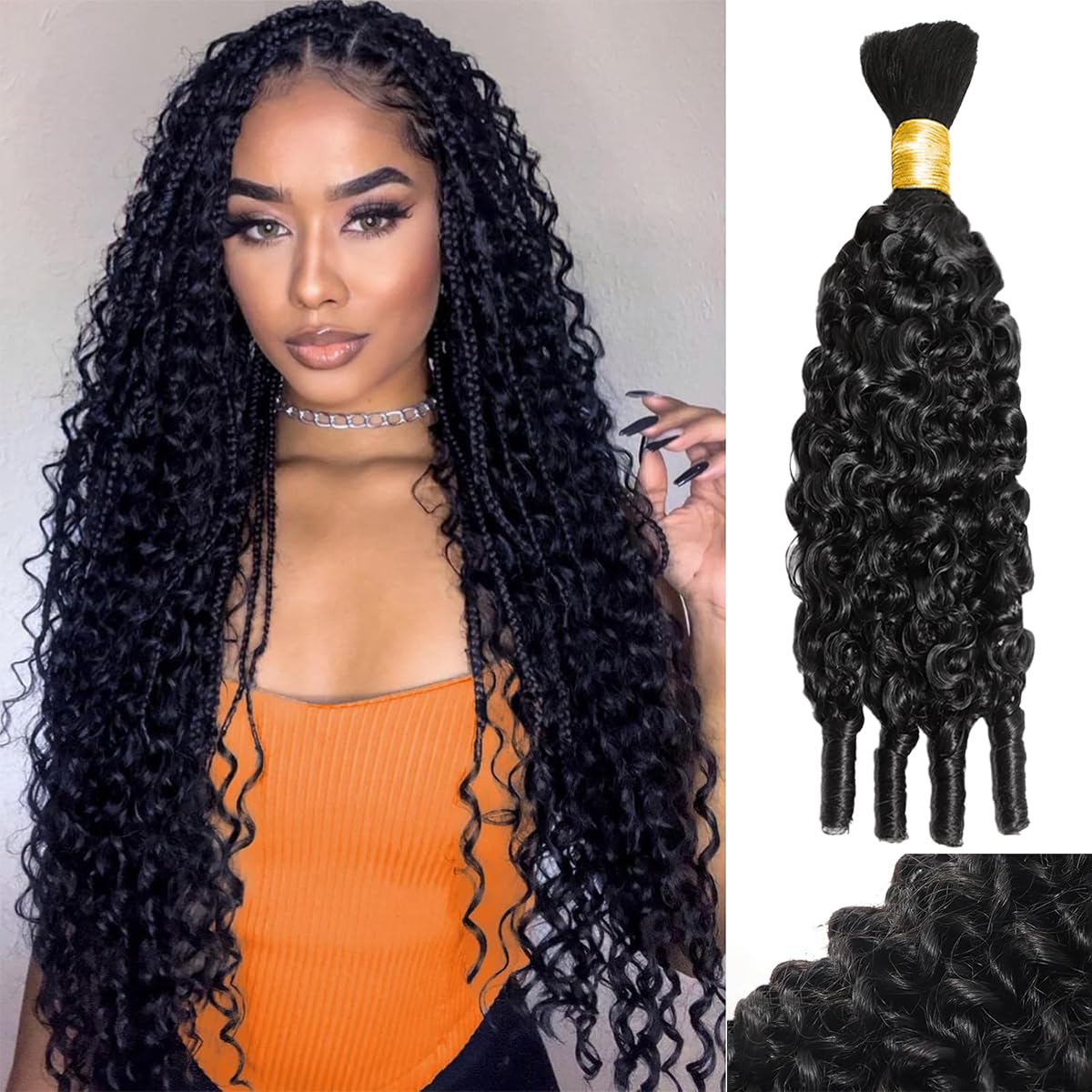 15A Human Braiding Hair - Boho Burmese Curly Spiral Ends | 18 Inch, 60g Bundle for Salon-Quality Styles