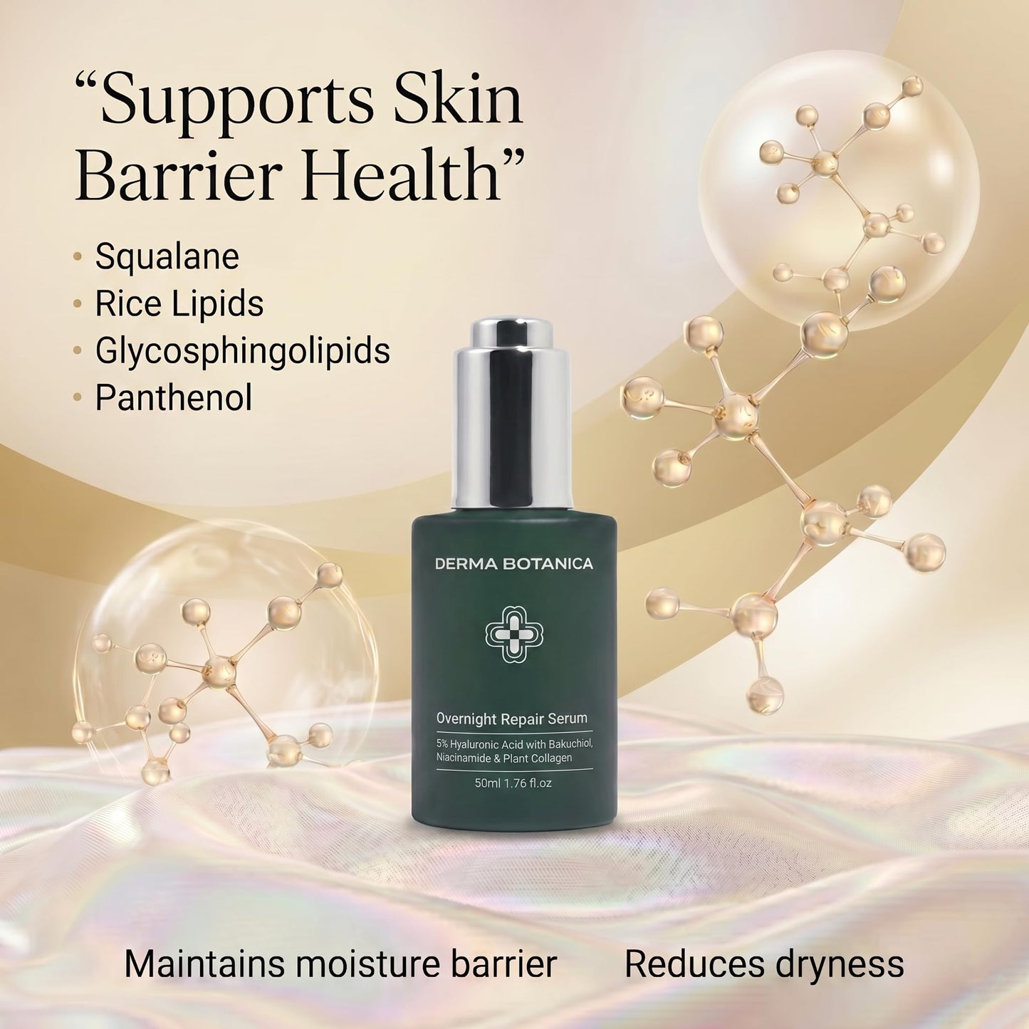 Derma Botanica Overnight Repair Serum, One formula replaces 3 serums.
