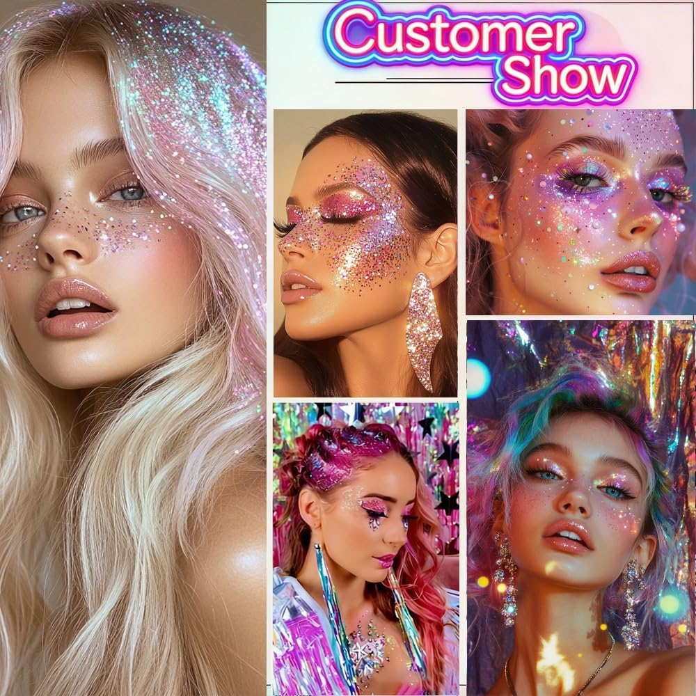 Clear White Glitter Stick - Sparkling Hair & Face Glitter Gel for Concerts | Rave & Festival Body Art