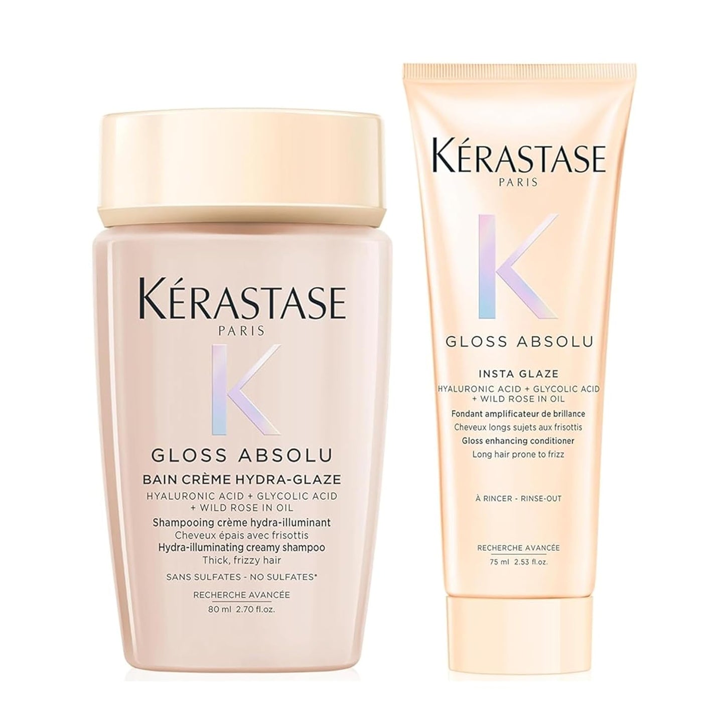 KÉRASTASE Gloss Absolu Mini Shampoo & Conditioner Set | Sulfate-Free Anti-Frizz Formula for Thick, Frizzy Hair