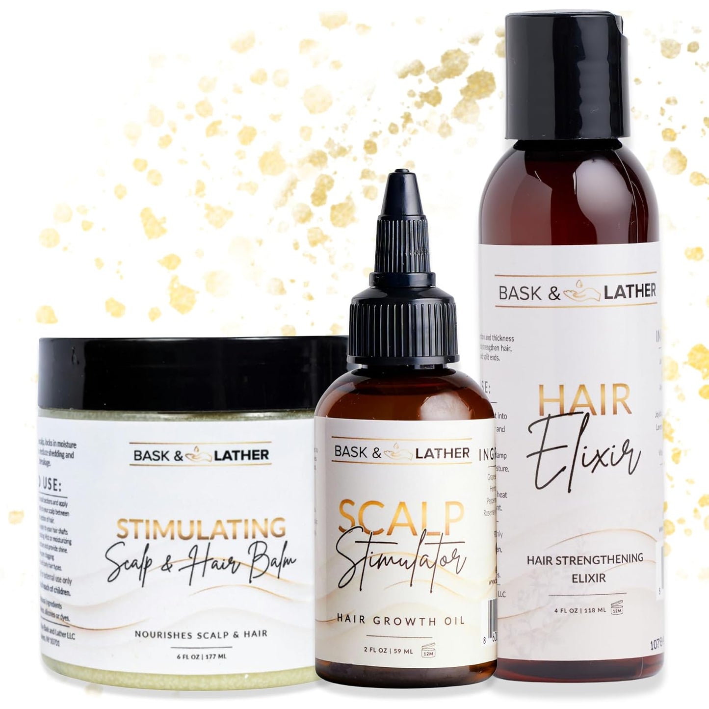 Hair Elixir & Scalp Stimulator Oil - Natural Growth Trio for Thicker, Healthier Hair | Moisturize & Soothe Scalp