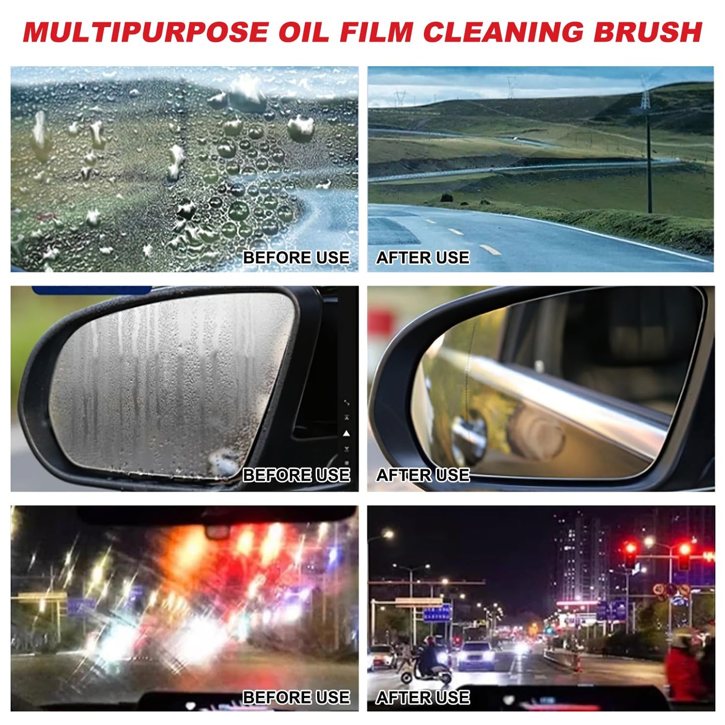 2PCS Automotive Oil Film Cleaning Brush, Glass Cleaning Board, Oil Film Cleaning Brush, Hydrophobic Glass Coating for Windshield, Seedhubtok Glass Cleaning Board Improves Clarity and Visibility