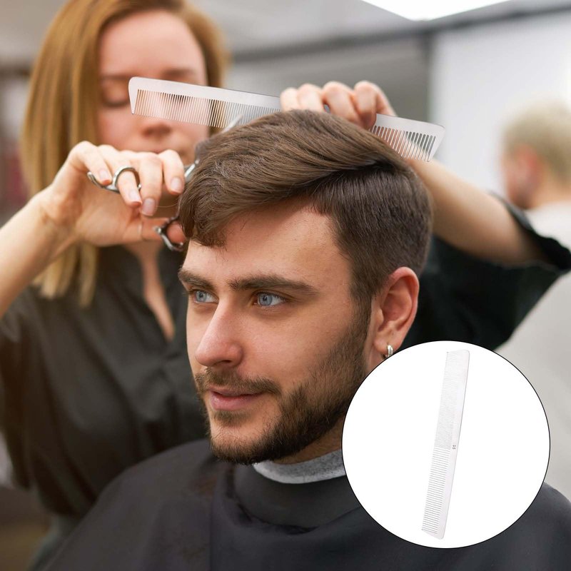2 PCS Stainless Steel Rat Tail Comb with Metal Pick and Flat Top Barber Comb for Hair Styling