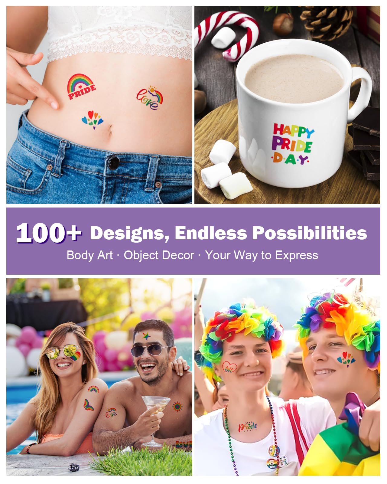 Pride Rainbow Face Paint Kit 2 Pack Pride Face Paint Sticks, 12 Pride Temporary Tattoos, 100+PCS Pride Stickers for Gay Pride Parade, Pride Day and Party Cosplay, LGBTQ Celebrations