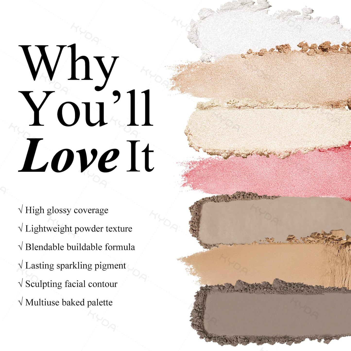 KYDA Cool Tone Contour Palette, Buildable Matte Face Contour Pressed Powder, Ultra-fine Lightweight Blendable Formula, Multiuse Baked Bronzer Makeup-COOL TONED