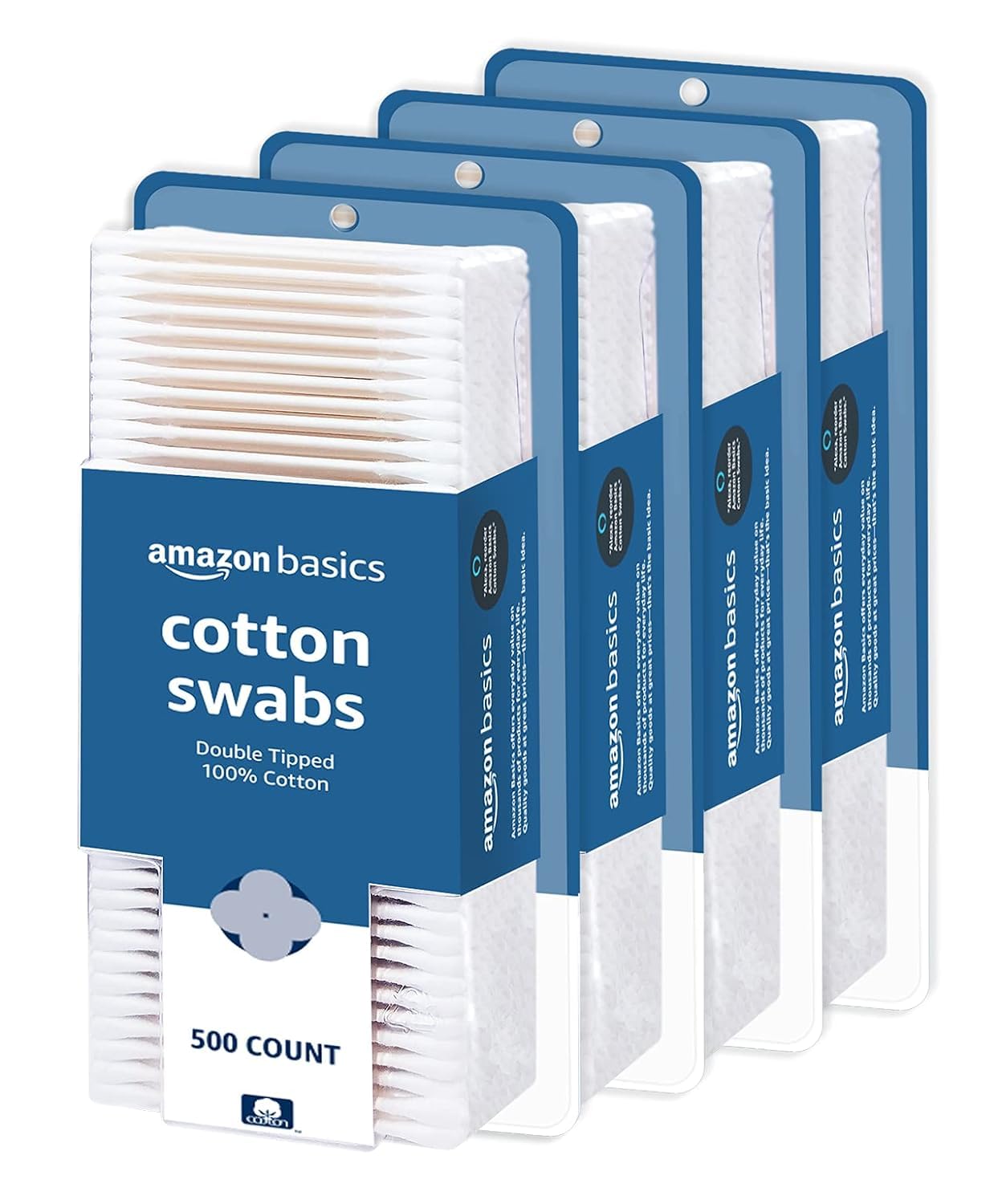Double-Tipped Cotton Swabs - 2000 Count for Personal Hygiene & Baby Care | 4-Pack of 500 Count